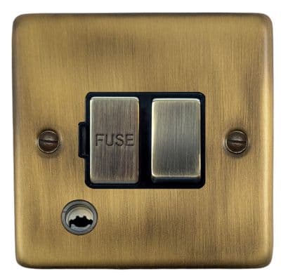 G&H CLAB356 Standard Plate Light Antique Brass 1 Gang Fused Spur 13A Switched & Flex Outlet