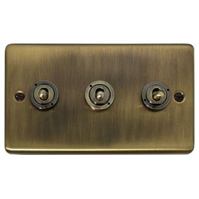 G&H CLAB383-AB Standard Plate Light Antique Brass 3 Gang 1 or 2 Way Toggle Light Switch