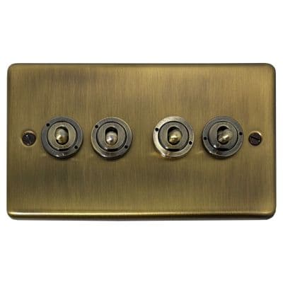 G&H CLAB384-AB Standard Plate Light Antique Brass 4 Gang 1 or 2 Way Toggle Light Switch