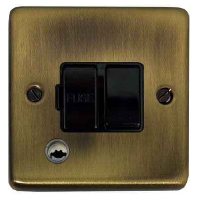 G&H CLAB56B Standard Plate Light Antique Brass 1 Gang Fused Spur 13A Switched & Flex Outlet
