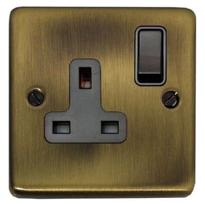 G&H CLAB9B Standard Plate Light Antique Brass 1 Gang Single 13A Switched Plug Socket