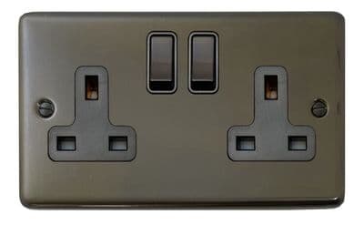G&H CMBZ10B Standard Plate Medium Bronze 2 Gang Double 13A Switched Plug Socket