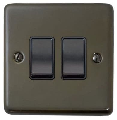 G&H CMBZ2B Standard Plate Medium Bronze 2 Gang 1 or 2 Way Rocker Light Switch