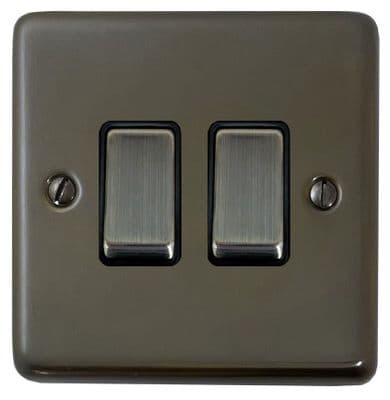 G&H CMBZ302-AB Standard Plate Medium Bronze 2 Gang 1 or 2 Way Rocker Light Switch