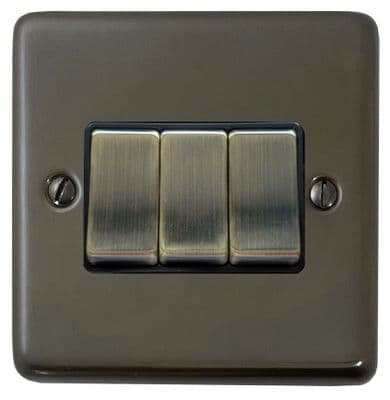 G&H CMBZ303-AB Standard Plate Medium Bronze 3 Gang 1 or 2 Way Rocker Light Switch