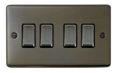 G&H CMBZ304-AB Standard Plate Medium Bronze 4 Gang 1 or 2 Way Rocker Light Switch