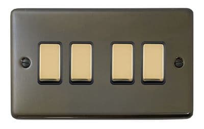 G&H CMBZ304-PB Standard Plate Medium Bronze 4 Gang 1 or 2 Way Rocker Light Switch