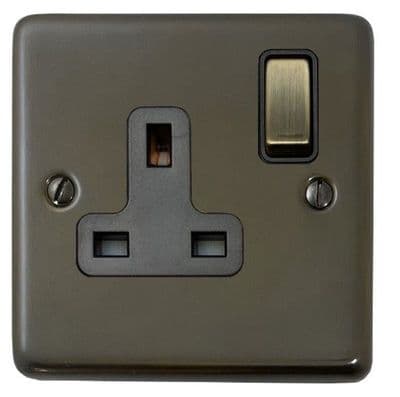 G&H CMBZ309-AB Standard Plate Medium Bronze 1 Gang Single 13A Switched Plug Socket