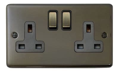 G&H CMBZ310-AB Standard Plate Medium Bronze 2 Gang Double 13A Switched Plug Socket