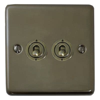 G&H CMBZ382-AB Standard Plate Medium Bronze 2 Gang 1 or 2 Way Toggle Light Switch