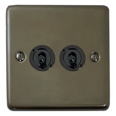 G&H CMBZ382-FBK Standard Plate Medium Bronze 2 Gang 1 or 2 Way Toggle Light Switch