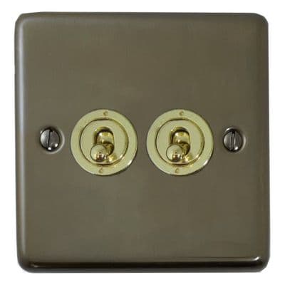G&H CMBZ382-PB Standard Plate Medium Bronze 2 Gang 1 or 2 Way Toggle Light Switch