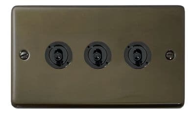 G&H CMBZ383-FBK Standard Plate Medium Bronze 3 Gang 1 or 2 Way Toggle Light Switch