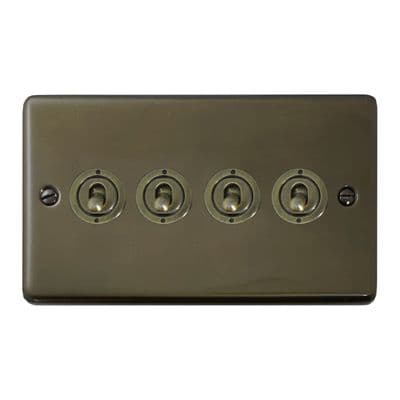 G&H CMBZ384-AB Standard Plate Medium Bronze 4 Gang 1 or 2 Way Toggle Light Switch