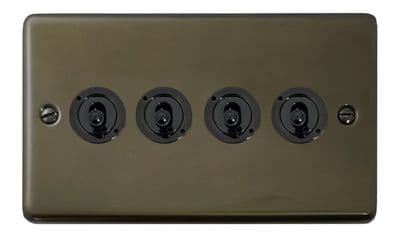 G&H CMBZ384-FBK Standard Plate Medium Bronze 4 Gang 1 or 2 Way Toggle Light Switch
