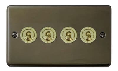 G&H CMBZ384-PB Standard Plate Medium Bronze 4 Gang 1 or 2 Way Toggle Light Switch