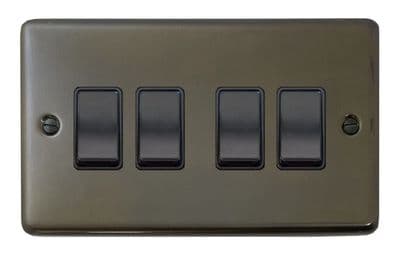 G&H CMBZ4B Standard Plate Medium Bronze 4 Gang 1 or 2 Way Rocker Light Switch