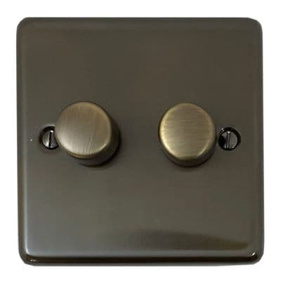G&H CMBZ522-AB Standard Plate Medium Bronze 2 Gang 1 or 2 Way LED Dimmer Switch