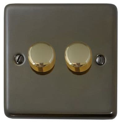 G&H CMBZ522-PB Standard Plate Medium Bronze 2 Gang 1 or 2 Way LED Dimmer Switch