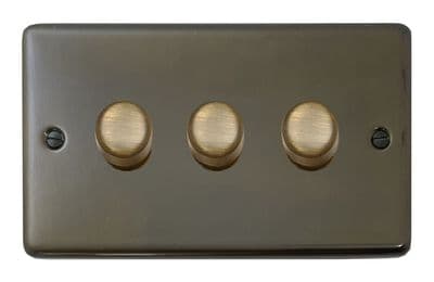 G&H CMBZ523-AB Standard Plate Medium Bronze 3 Gang 1 or 2 Way LED Dimmer Switch