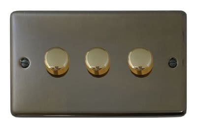 G&H CMBZ523-PB Standard Plate Medium Bronze 3 Gang 1 or 2 Way LED Dimmer Switch