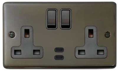 G&H CMBZ913B Standard Plate Medium Bronze 2 Gang Double 13A Plug Socket Dual 4.2A USB C