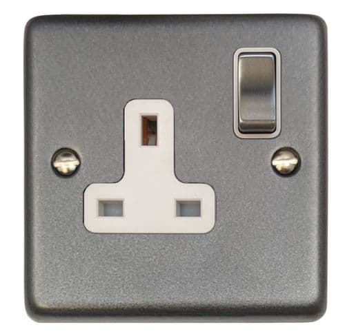 G&H CP209 Standard Plate Pewter 1 Gang Single 13A Switched Plug Socket