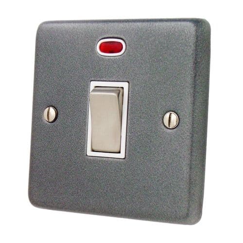 G&H CP226 Standard Plate Pewter 1 Gang 20 Amp Double Pole Switch & Neon