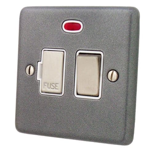 G&H CP227 Standard Plate Pewter 1 Gang Fused Spur 13A Switched & Neon