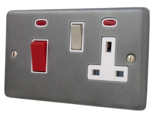 G&H CP229 Standard Plate Pewter 45 Amp DP Cooker Switch & 13A Switched Socket