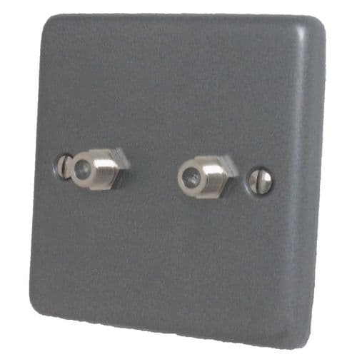 G&H CP237 Standard Plate Pewter 2 Gang Satellite Socket Point