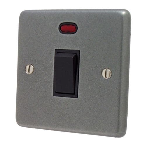 G&H CP26B Standard Plate Pewter 1 Gang 20 Amp Double Pole Switch & Neon