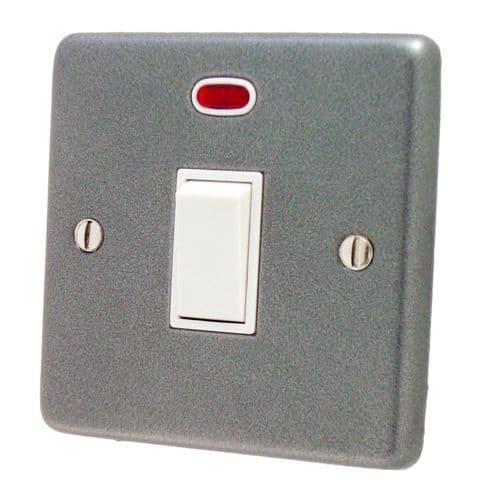 G&H CP26W Standard Plate Pewter 1 Gang 20 Amp Double Pole Switch & Neon