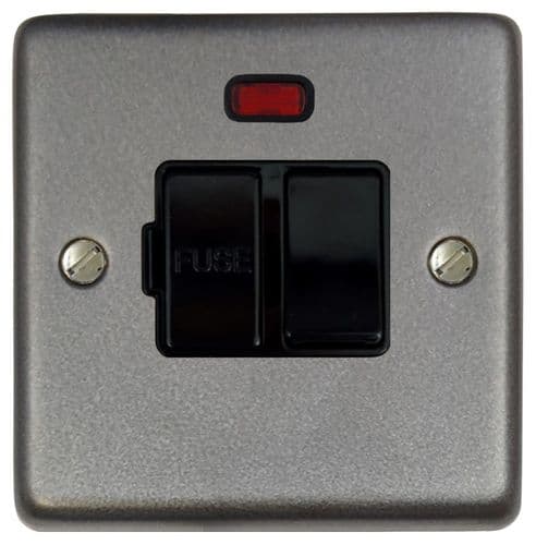 G&H CP27B Standard Plate Pewter 1 Gang Fused Spur 13A Switched & Neon