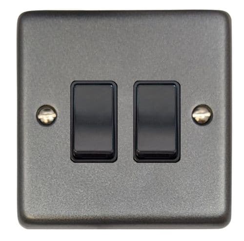 G&H CP2B Standard Plate Pewter 2 Gang 1 or 2 Way Rocker Light Switch