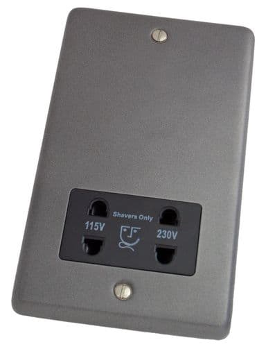 G&H CP30B Standard Plate Pewter Dual Voltage Shaver Socket 115-230V