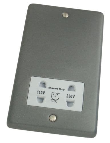 G&H CP30W Standard Plate Pewter Dual Voltage Shaver Socket 115-230V