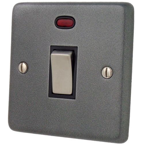 G&H CP326 Standard Plate Pewter 1 Gang 20 Amp Double Pole Switch & Neon