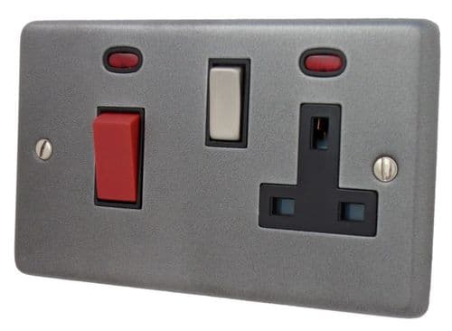 G&H CP329 Standard Plate Pewter 45 Amp DP Cooker Switch & 13A Switched Socket