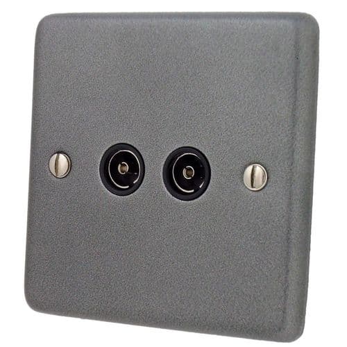 G&H CP36B Standard Plate Pewter 2 Gang TV Coax Socket Point