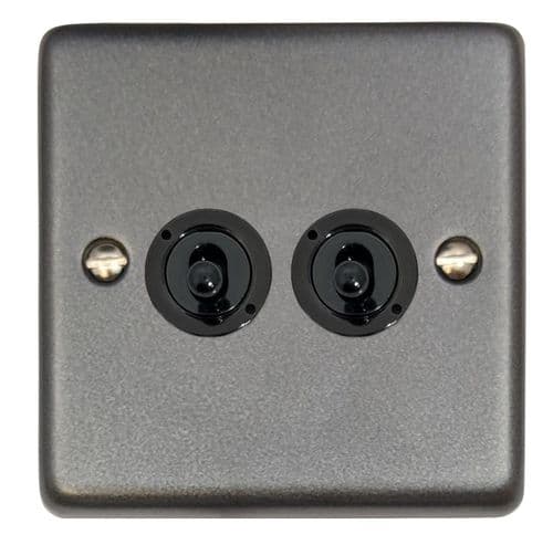 G&H CP382-FBK Standard Plate Pewter 2 Gang 2 Way Toggle Light Switch