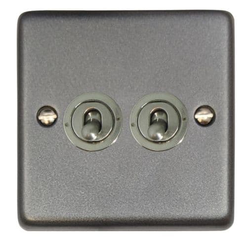 G&H CP382-SS Standard Plate Pewter 2 Gang 1 or 2 Way Toggle Light Switch