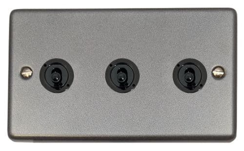 G&H CP383-FBK Standard Plate Pewter 3 Gang 2 Way Toggle Light Switch