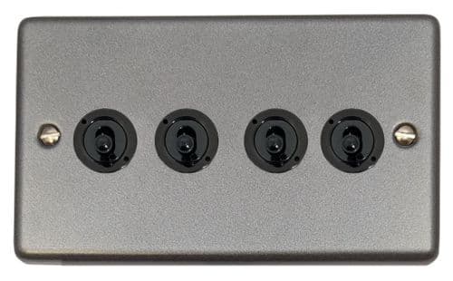 G&H CP384-FBK Standard Plate Pewter 4 Gang 2 Way Toggle Light Switch