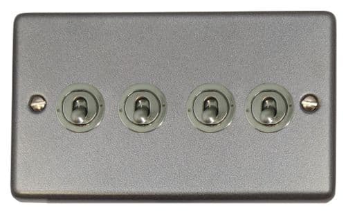 G&H CP384-SS Standard Plate Pewter 4 Gang 1 or 2 Way Toggle Light Switch