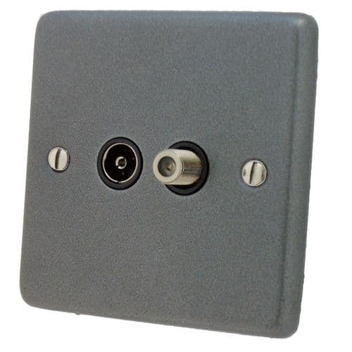 G&H CP38B Standard Plate Pewter 1 Gang TV Coax & Satellite Socket Point