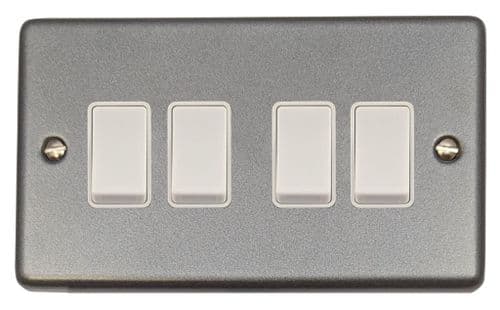 G&H CP4W Standard Plate Pewter 4 Gang 1 or 2 Way Rocker Light Switch