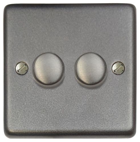 G&H CP522 Standard Plate Pewter 2 Gang 1 or 2 Way LED Dimmer Switch