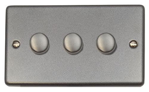 G&H CP523 Standard Plate Pewter 3 Gang 1 or 2 Way LED Dimmer Switch