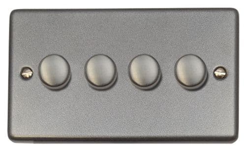 G&H CP524 Standard Plate Pewter 4 Gang 1 or 2 Way LED Dimmer Switch
